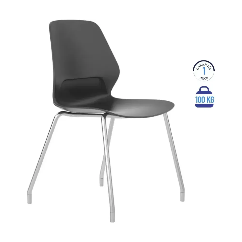 Silla de Visita Kolbe negro 4 patas gris