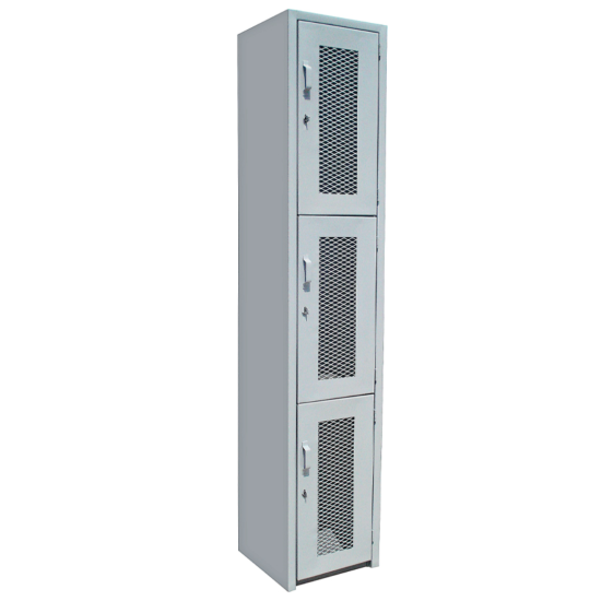 LOCKER METÁLICO DE 3 PUERTAS CON MALLA
