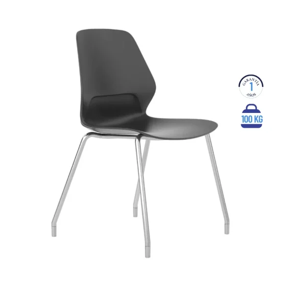 Silla de Visita Kolbe negro 4 patas gris